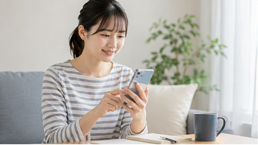 フォーミーのスマホ学習を利用する日本人受講者のイメージ